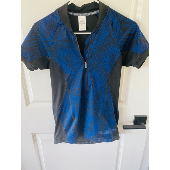 Victoria's Secret Sport Tops - VSX Victoria's Secret Sport Cycling Jersey Blue Black Palm Print Size S P